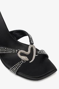 Sandals With Rhinestones And Bejeweled Snake