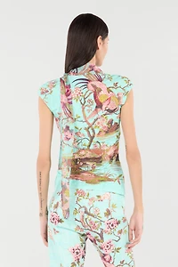 Top With Oriental Bird Print