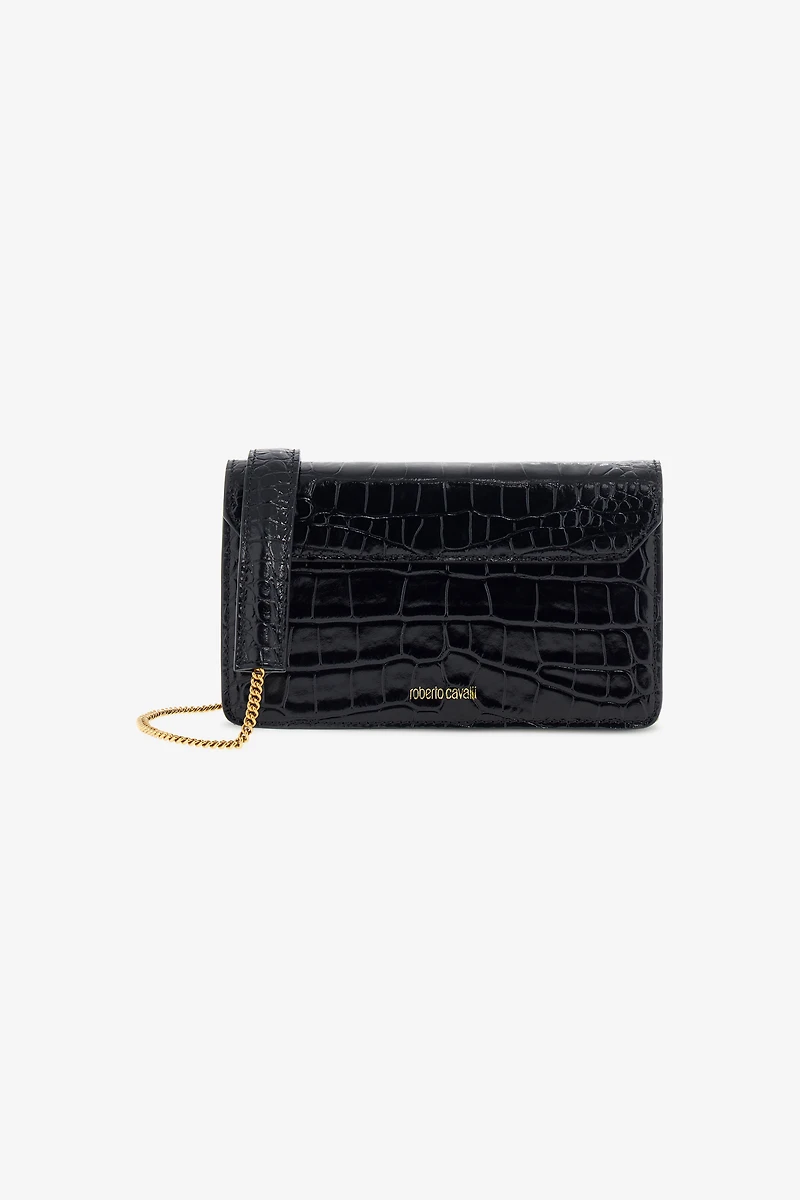Crocodile-Embossed Shoulder Bag