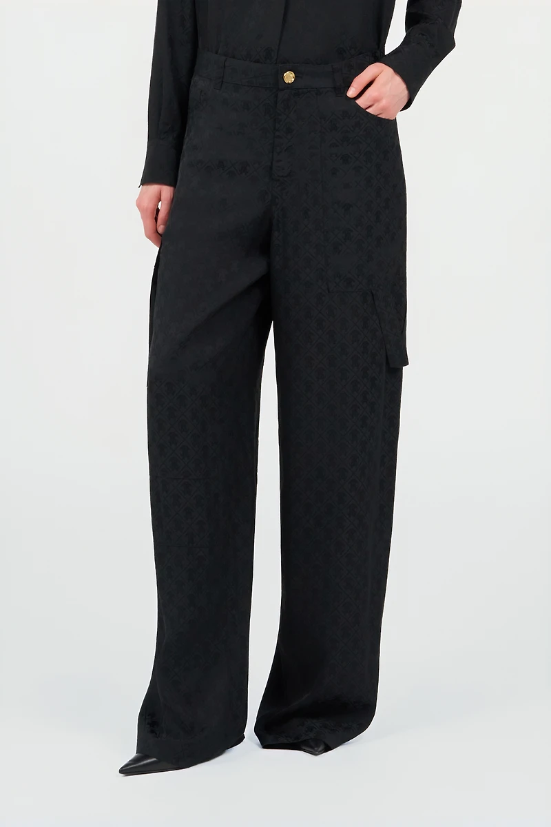 Silk Cargo Trousers with Monogram RC