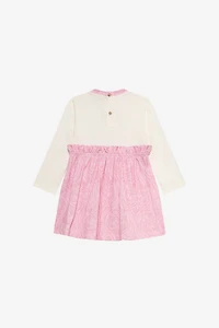 Milk White Dress with Baby Pink Floral Print