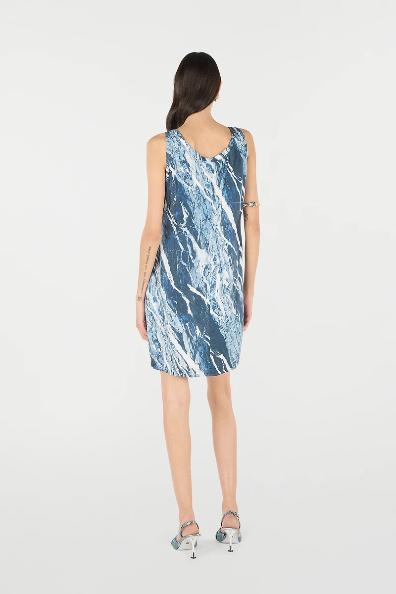 Silk Mini Dress With Marble Print