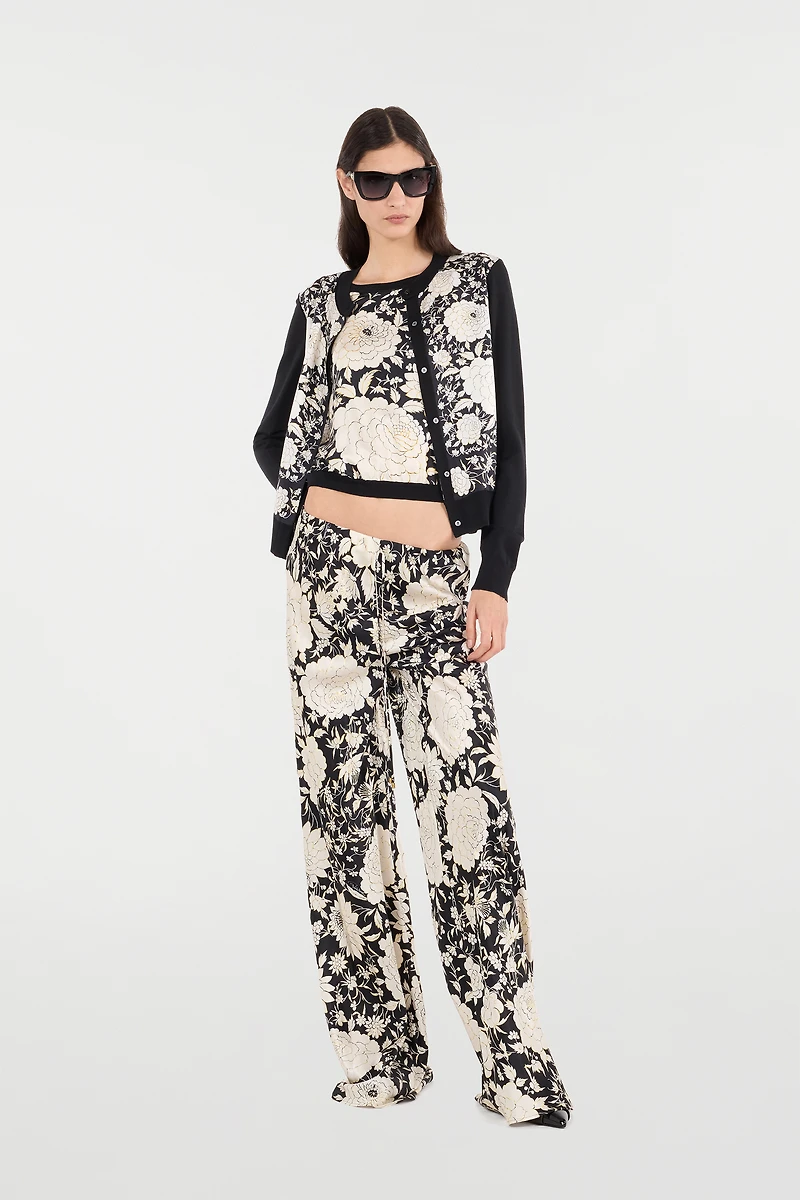 Pure Silk Pants With Floral Print