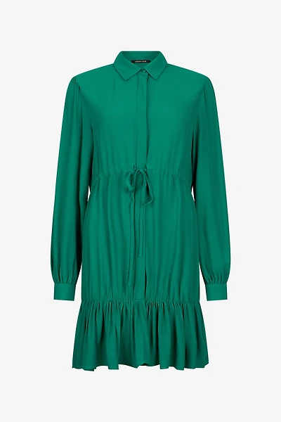 Green Dress Mini With Drawstring Waist