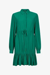 Green Dress Mini With Drawstring Waist