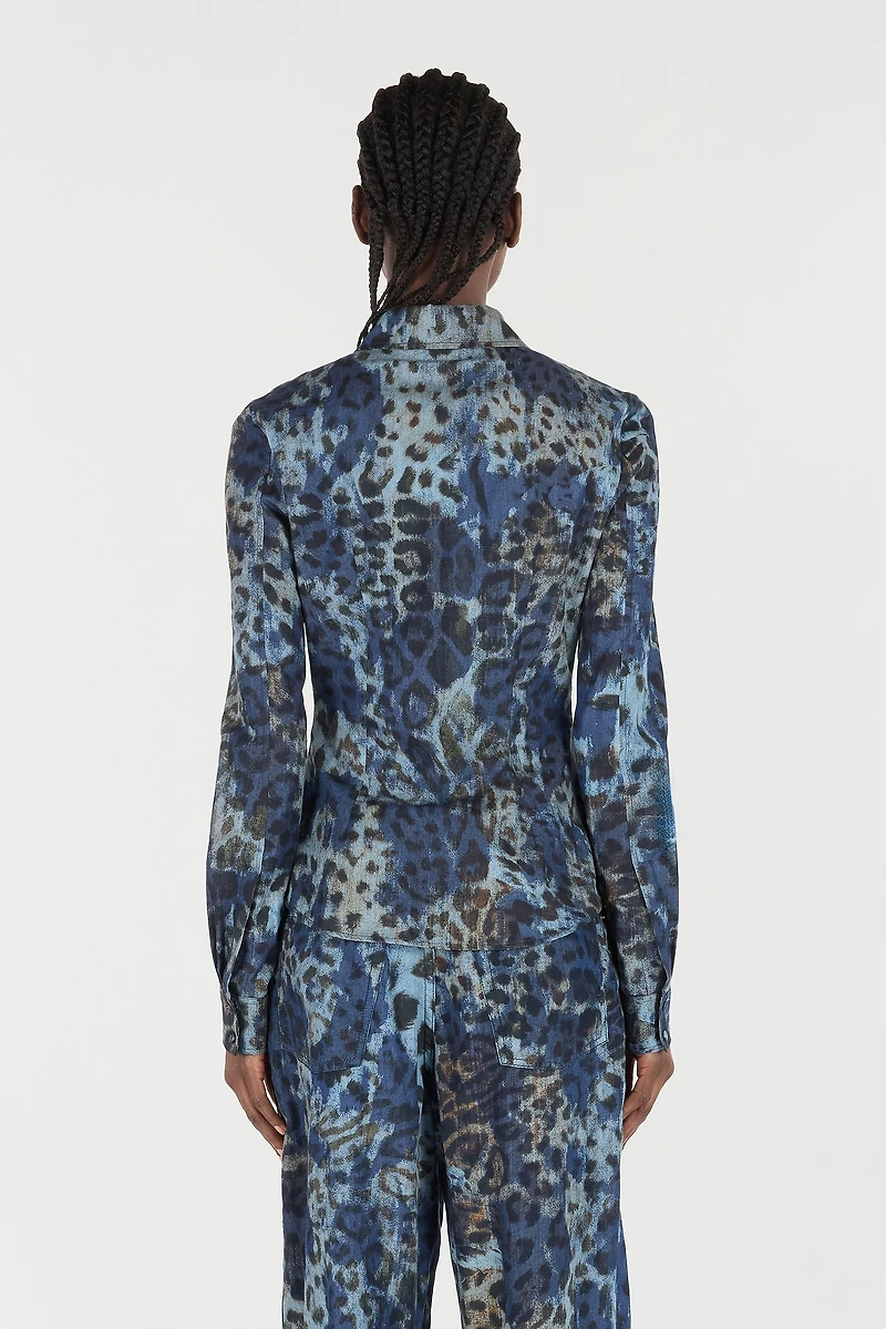 Cotton Shirt With Jaguar Skin Print