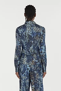 Cotton Shirt With Jaguar Skin Print
