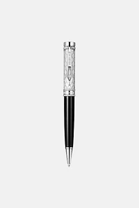 Roberto Cavalli Ballpoint Pen, Silver Color & Black Lacquer