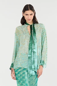 Silk-Blend Blouse With Radiant Pattern
