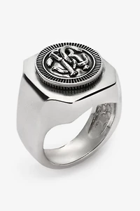 Silver-Tone RC Monogram Signet Ring