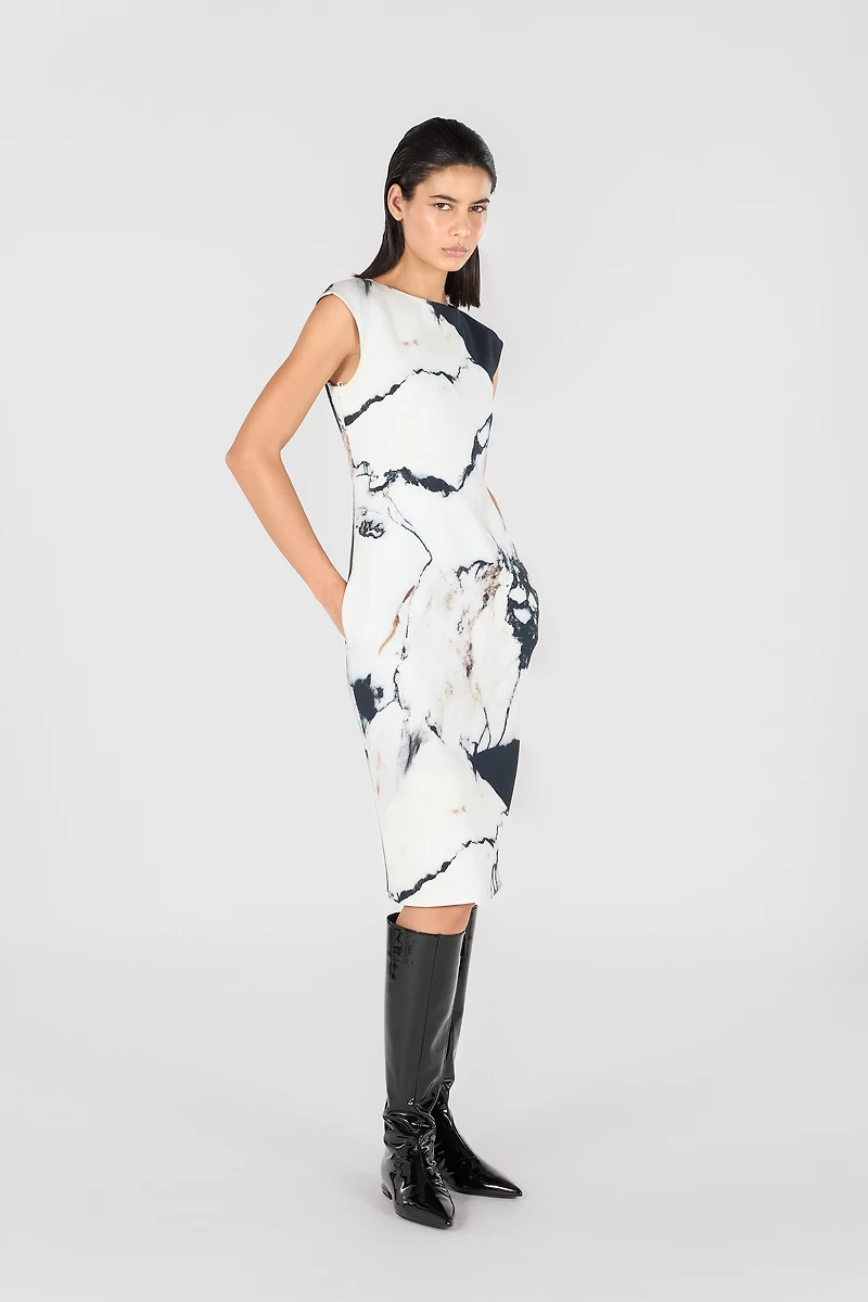 Midi dress with Marble print