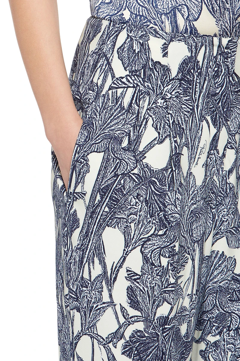 Iris print straight leg trousers