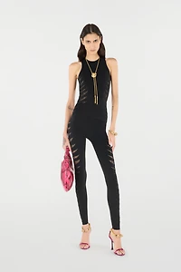 Leggings with Perforated Python Pattern