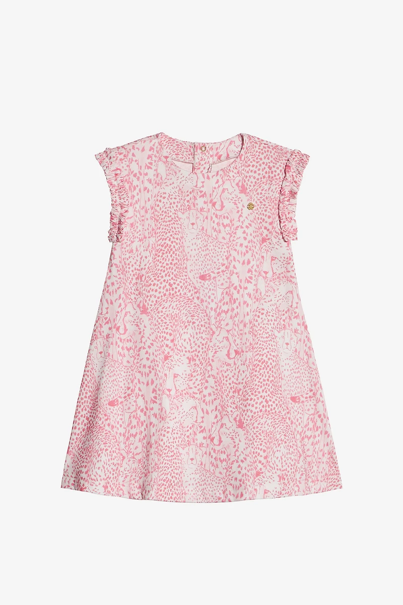 Cotton Dress With Cheetahs And Cheetah Skin
