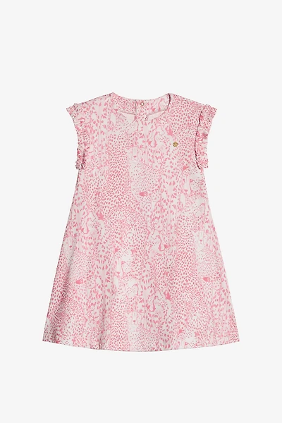 Cotton Dress With Cheetahs And Cheetah Skin