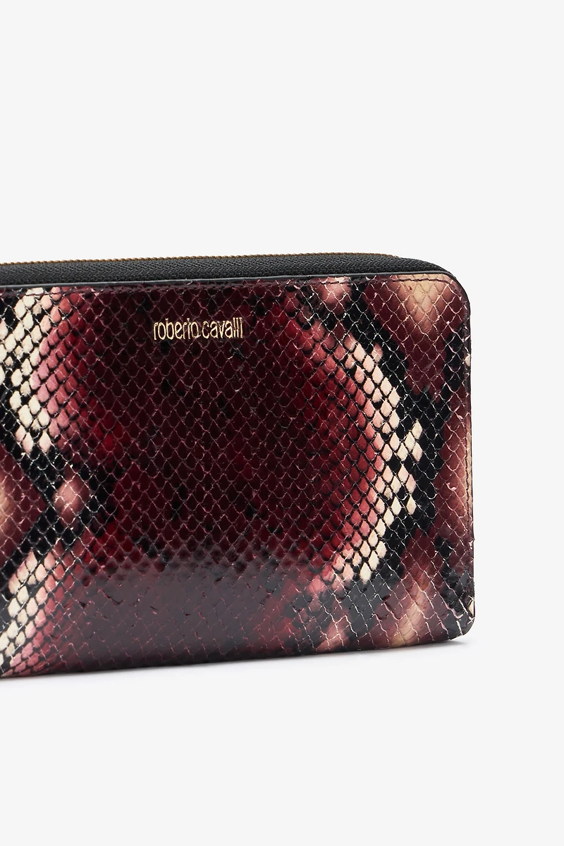 Zip-around wallet in printed leather