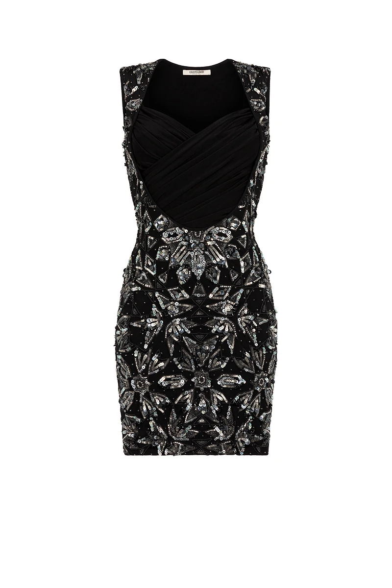 Floral Bead-Embellished Mini Dress