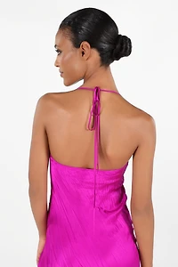 Crinkled Silk Long Dress