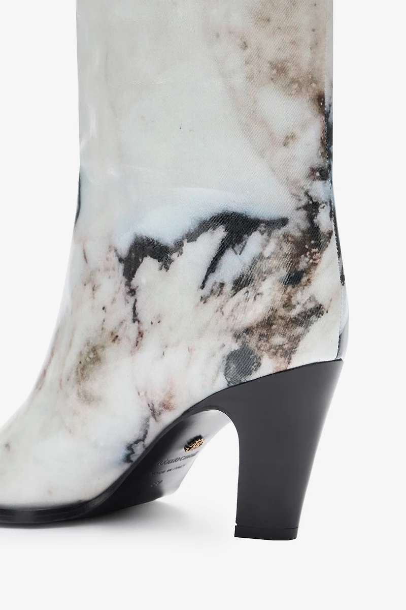 Knee-high boots with Marble print