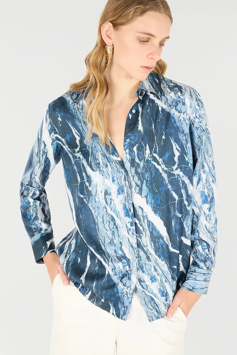 Marble-Print Shirt