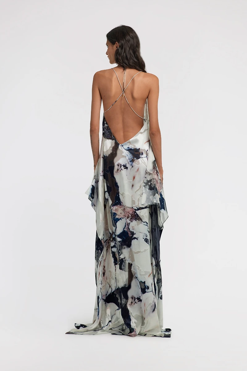 Marble print long Dress