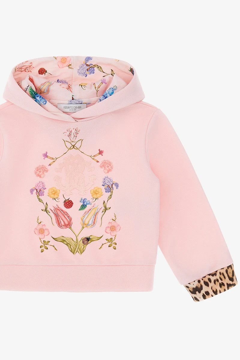Sweatshirt With Flowers, Fruits And Jaguar Skin Print