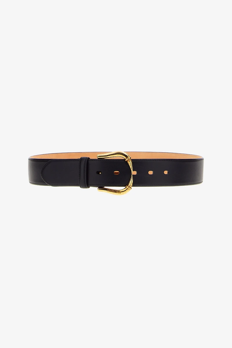Leather belt with buckle