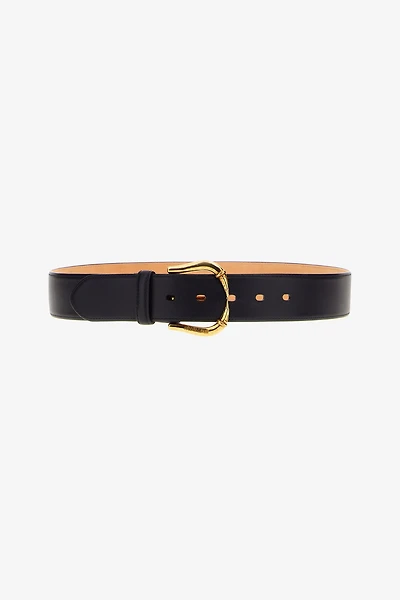 Leather belt with buckle