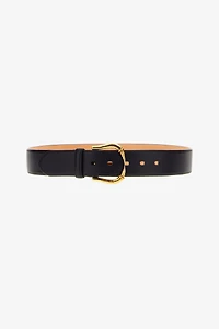 Leather belt with buckle