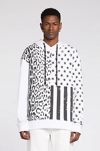 Graphic-print cotton hoodie
