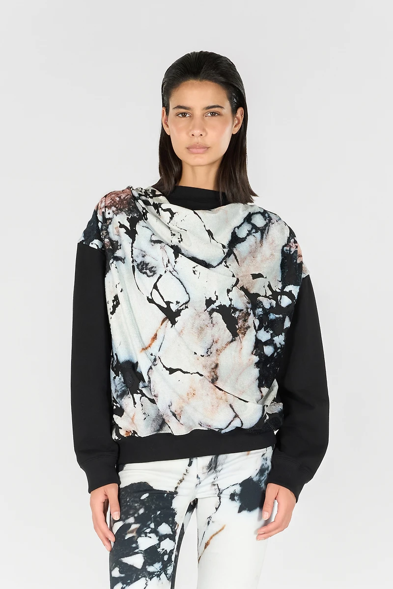 Marble print sweatshirt