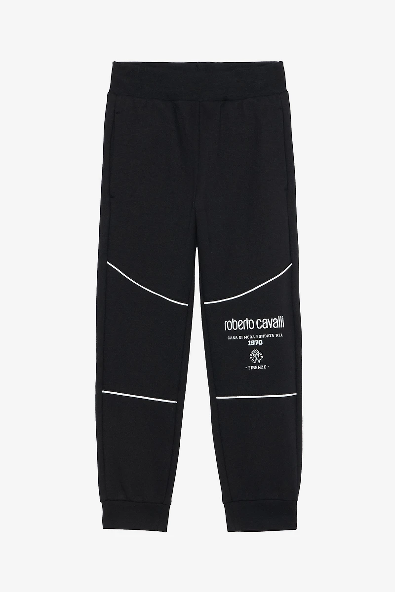 Black Track Pants with Logo Print