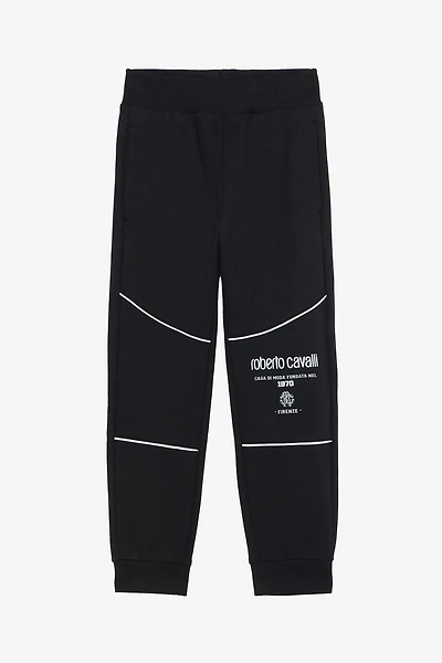 Black Track Pants with Logo Print