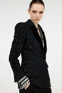 Black Jacket with Zebra Sequin Pattern