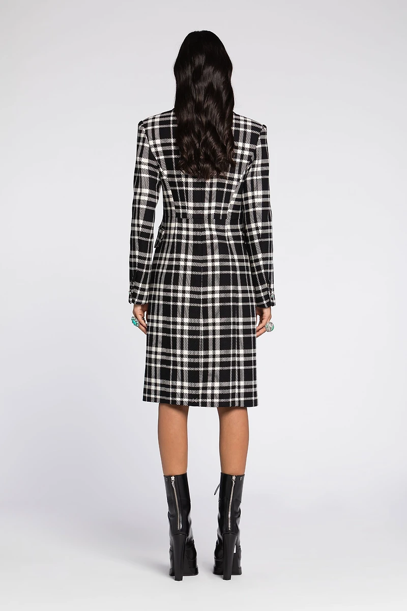 Plaid Single-Breasted Coat