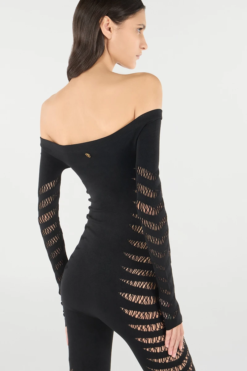 Jumpsuit With Perforated Zebra Pattern