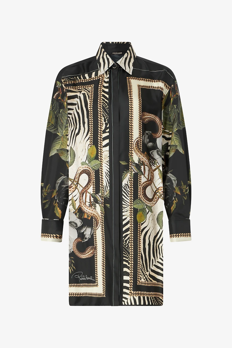 Long Shirt With Zebra And Snake Print
