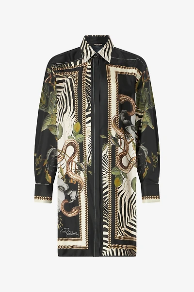 Long Shirt With Zebra And Snake Print