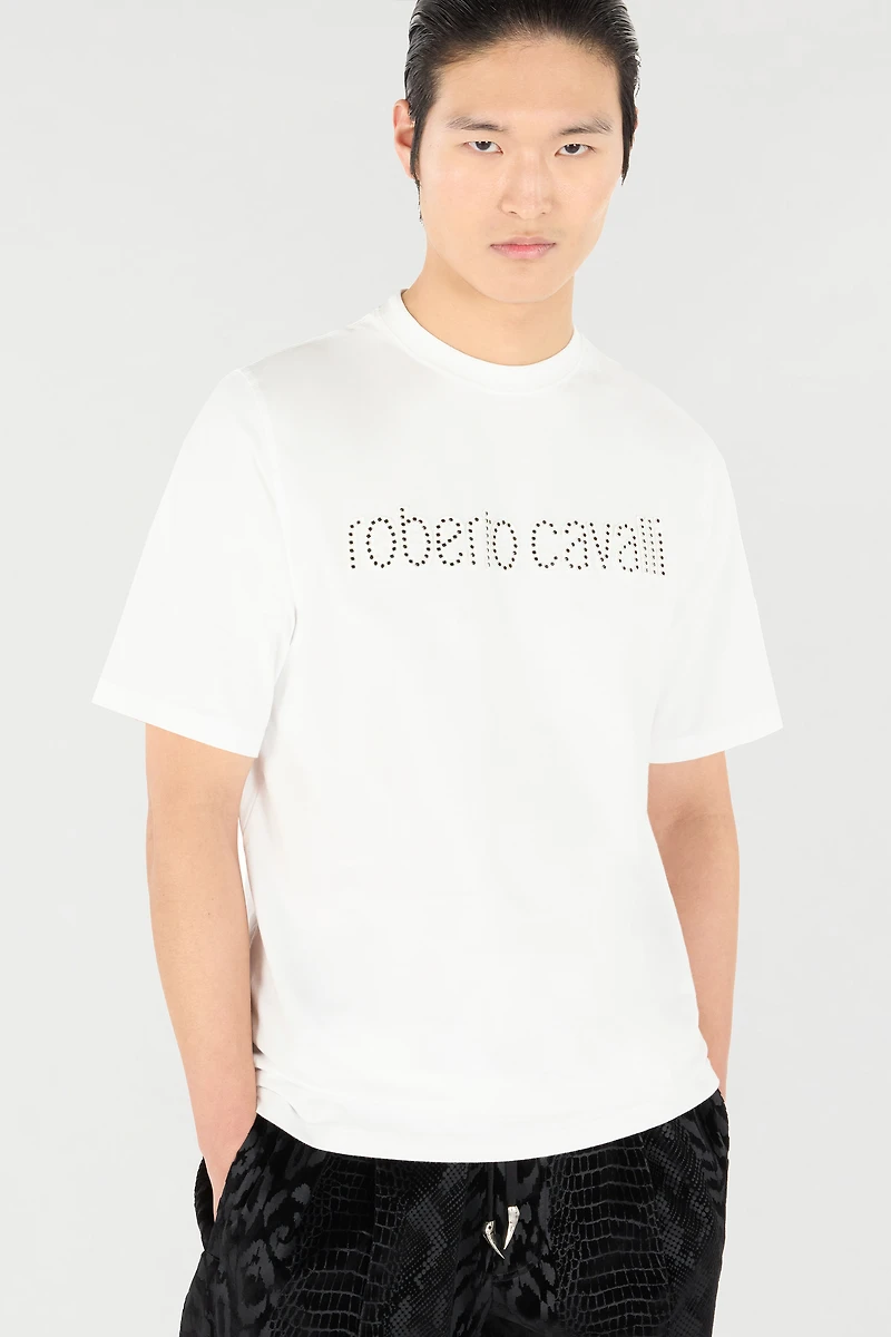 T-Shirt With Logo And Mini Studs