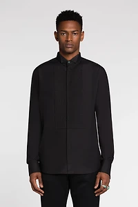 Pleated Bib Cotton Shirt