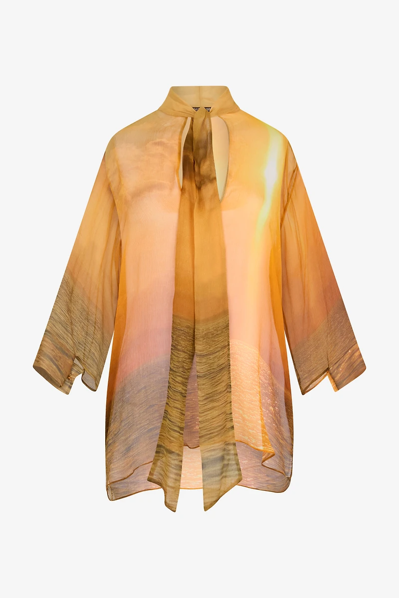 Sunset Print Silk Shirt