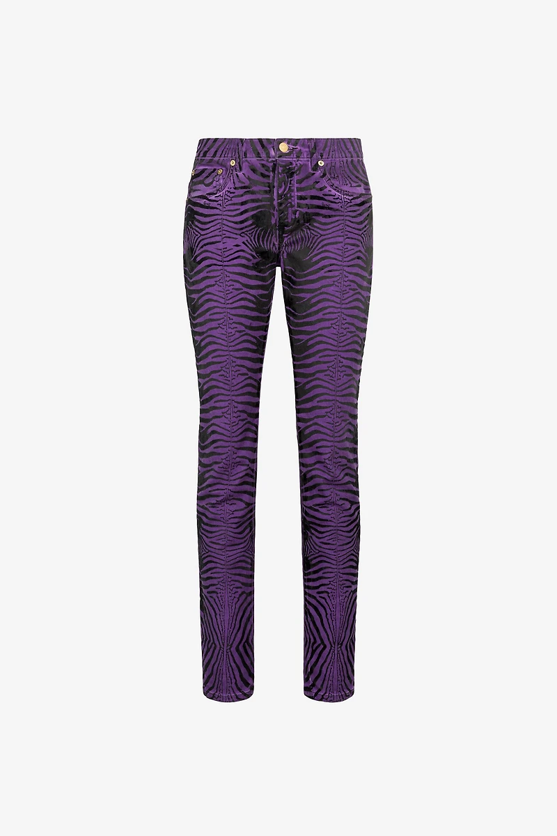 Zebra-Print Slim-Fit Jeans
