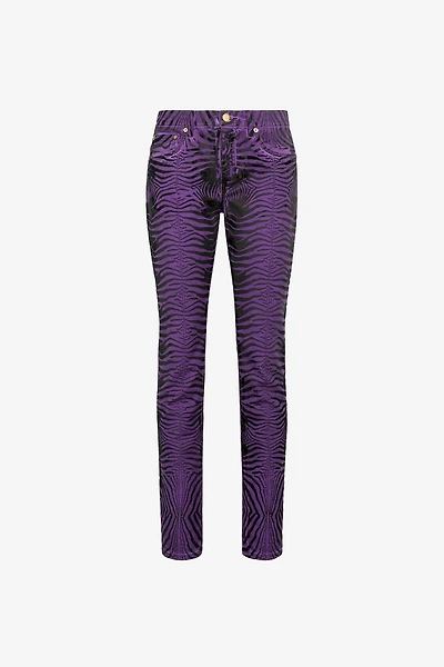 Zebra-Print Slim-Fit Jeans