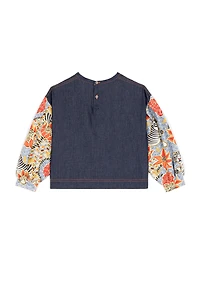 Flower And Tiger-Print Top