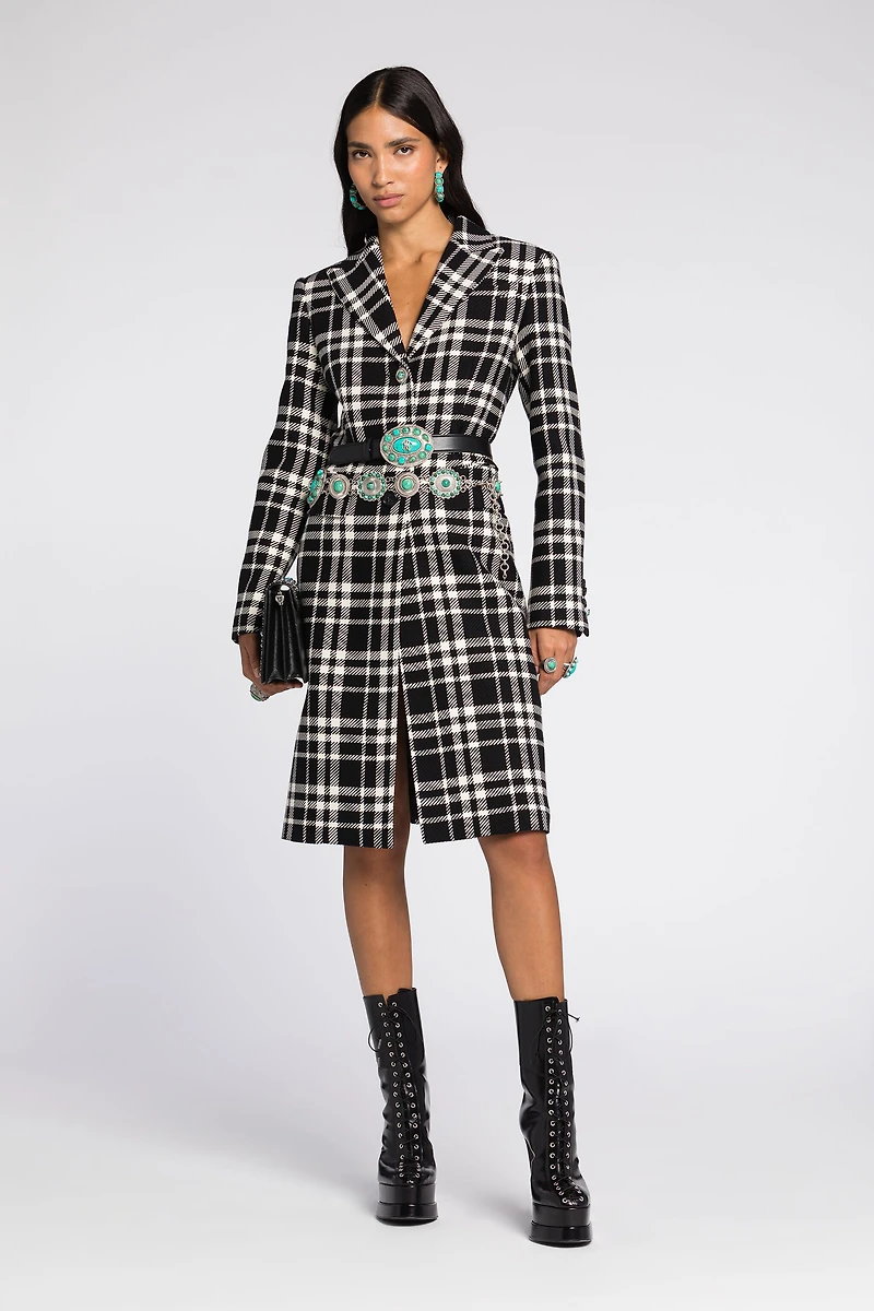 Plaid Single-Breasted Coat