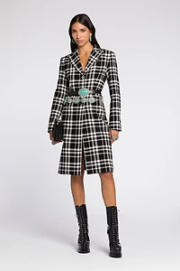 Plaid Single-Breasted Coat