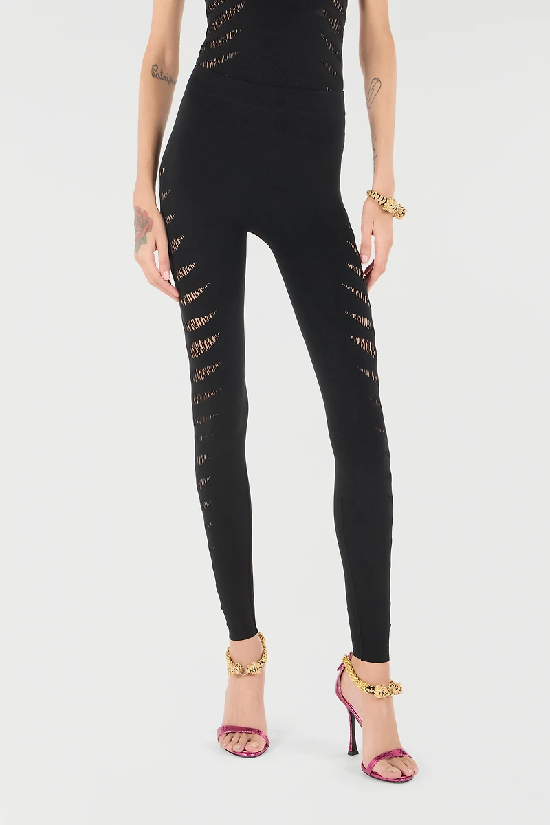 Leggings with Perforated Python Pattern