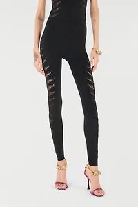 Leggings with Perforated Python Pattern