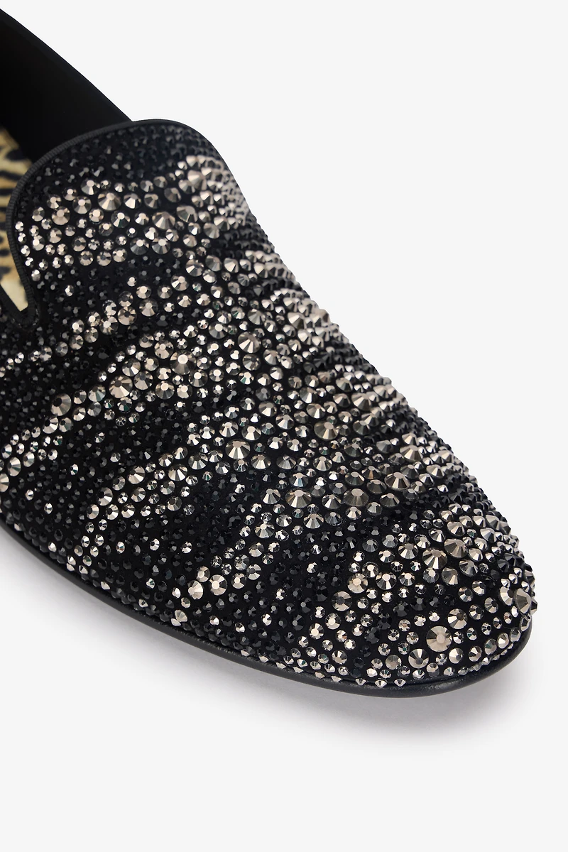 Animal-Print Loafers With Rhinestones