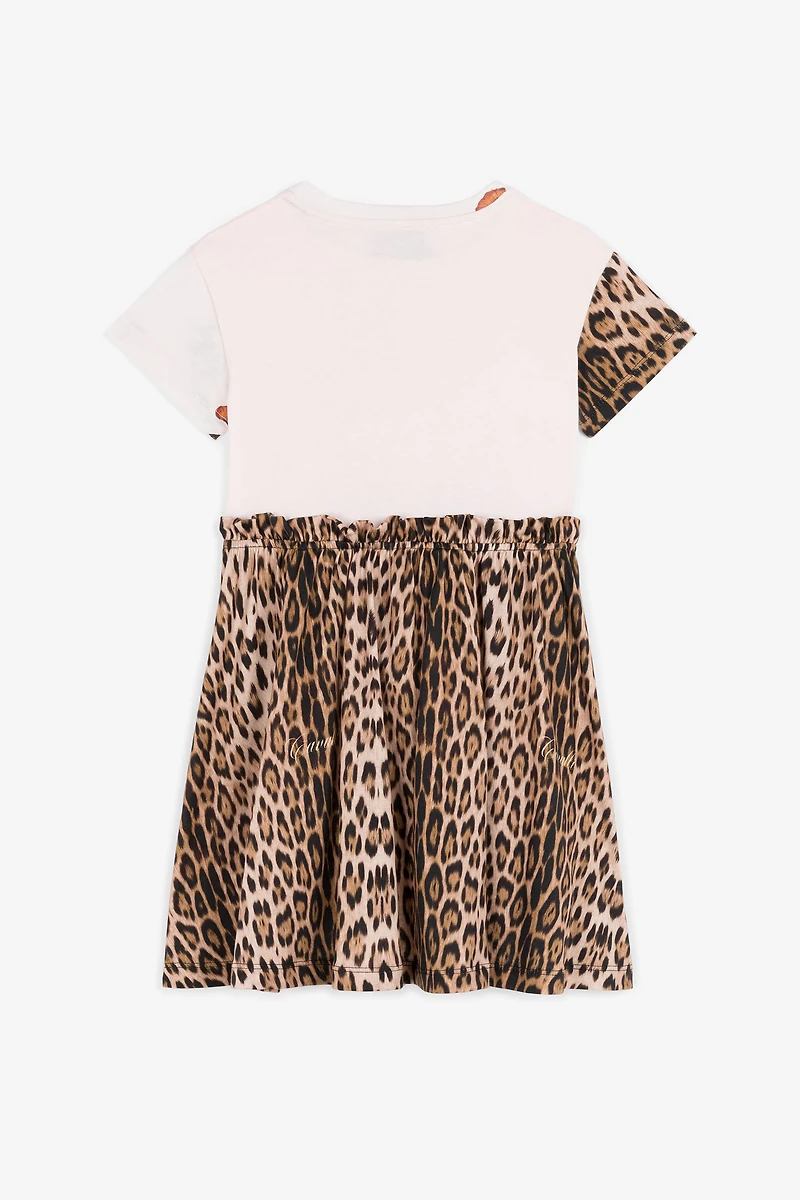Leopard And Bird-Print Cotton Dress